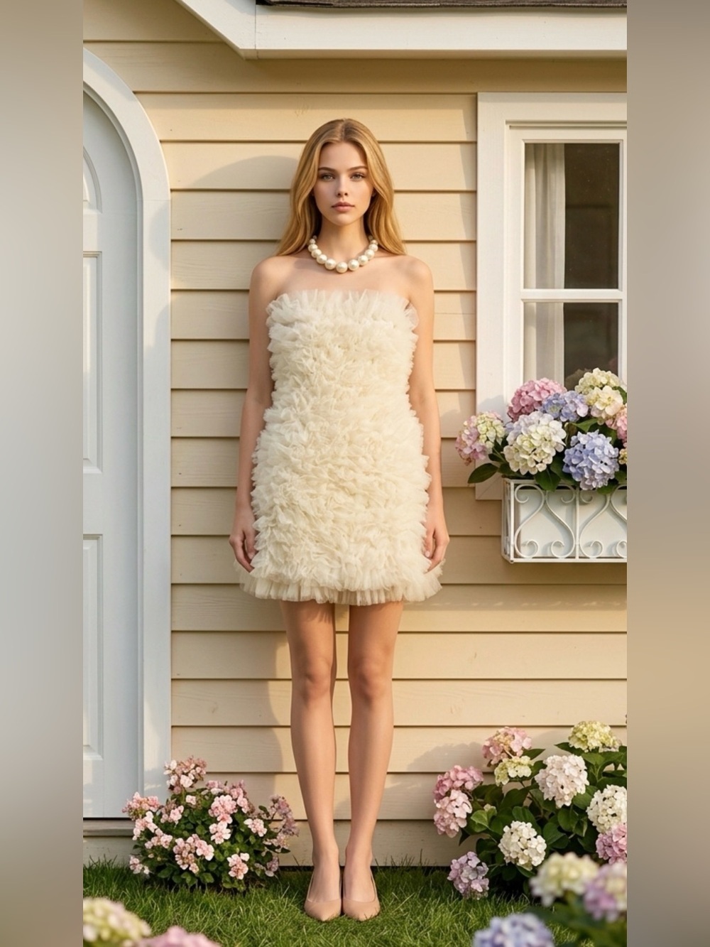 Strapless Ivory Ruffle Mini Dress - Elegant Party Dress